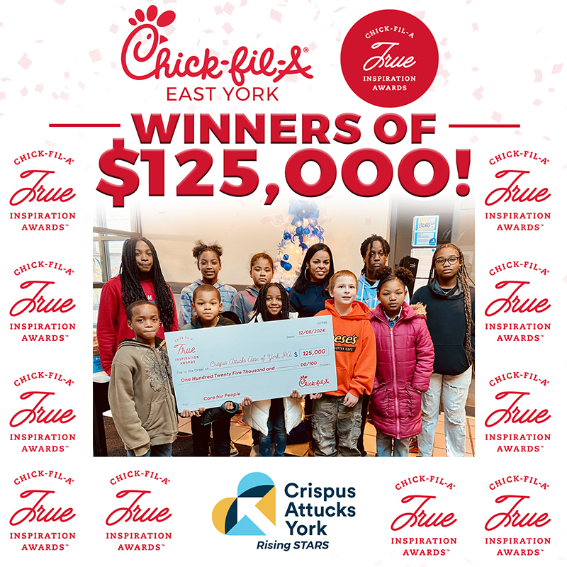 Crispus Attucks York Rising Stars Program Receives $125,000 Grant from Chick-fil-A, Chick-fil-A East York PA, East York Chick-fil-A Supports Crispus Attucks York